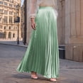 thumbnail image 1 of BRGZLK Pleated Skirt for Women Elastic High Waist Solid Color Trendy Classic Pleated Flowy Swing A-line Long Maxi Skirts Mint Green XL, 1 of 6