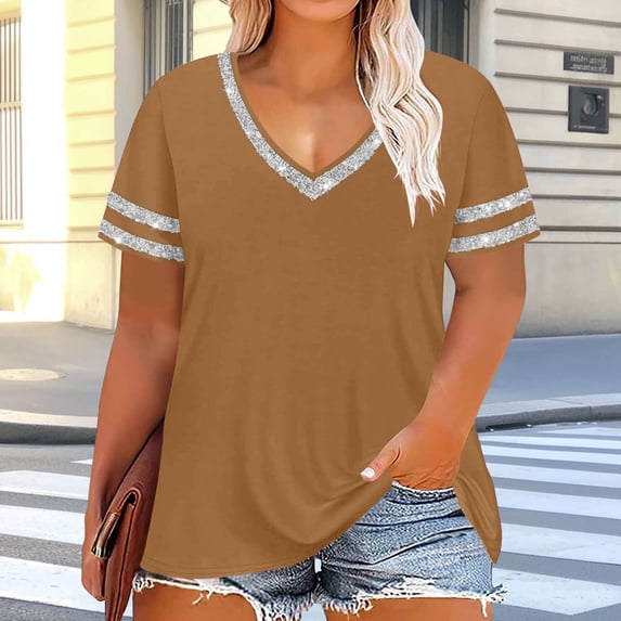 BRGZLK Plus Size Tops for Women 2026 Trendy Short Sleeve Casual ...