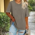 thumbnail image 1 of BRGZLK Plus Size Tops for Women Solid Color Round Neck Short Sleeve Spring Summer Soft Comfy Loose Fit Tunics Base Layer T Shirt Khaki XXL, 1 of 5