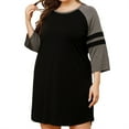 thumbnail image 1 of BRGZLK Plus Size Women's Dress With Patchwork Contrasting Color 3/4 Sleeves Dress Cotton Short Sleeves Comfy Ladies Nightdress Black XXXL, 1 of 6