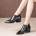 thumbnail image 1 of BRGZLK Pointed Toe Ankle Booties for Women Solid Color PU Leather Comfortable Low Heel Side Zipper Slip-On Chic Daily Short Boots for Work Casual 2026 Black 36, 1 of 9