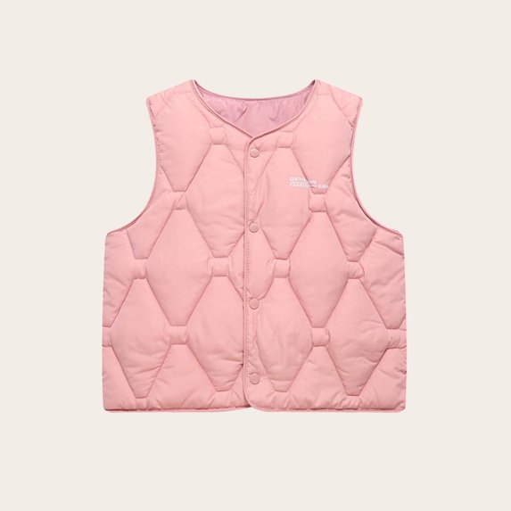 BRGZLK Puffer Vest for Boy Girls Fall Trendy Solid Color V-Neck Button Lightweight Warm Versatile Sleeveless Jacket Pink 7-8 Years