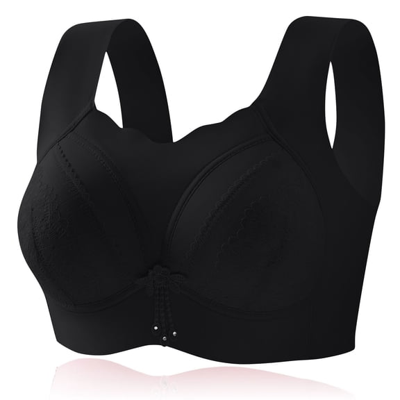 BRGZLK Push Up Bras for Women No Underwire Plus Size Comfortable Breathable Sports Bra Black L