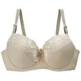thumbnail image 1 of BRGZLK Push-Up Lace Sports Bra for Women Comfortable Breathable Seamless Tshirt Bras Womens Underwear for Everyday Beige L, 1 of 5