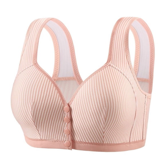 BRGZLK Ribbed Bras for Women Lifted Breathable Daily Wireless Front Close Bras Post Surgery Full Coverage Supportive Convenient Bra Watermelon Red XL