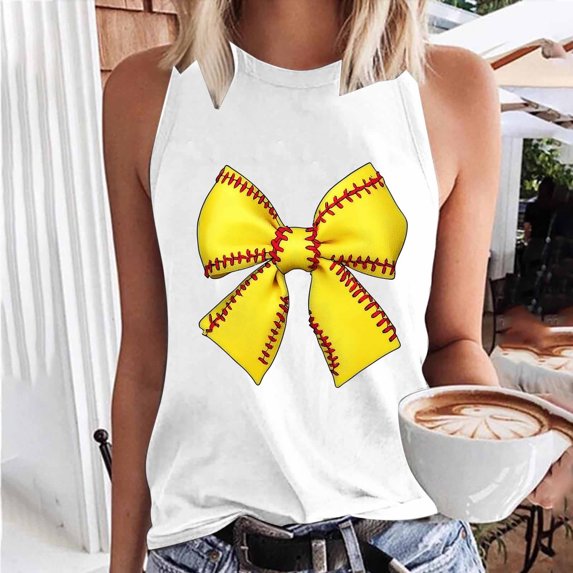 BRGZLK Rugby Bow Print Tank Tops For Women Summer Vacation Sleeveless Shirts Casual Beach Praty Graphic Tees Vest