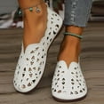 thumbnail image 1 of BRGZLK Sandals For Women 2025 Fashion Casual Summer New Large Size Hollow Carved Flat Round Toe Low-Top Shallow White 5.5, 1 of 6