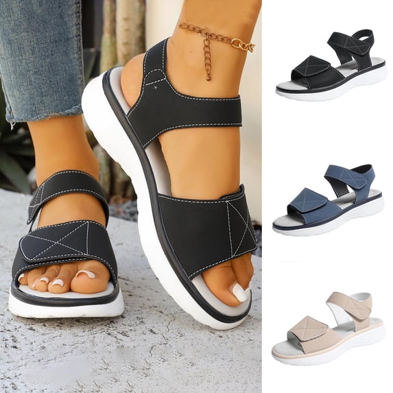BRGZLK Sandals For Women 2026 Casual Summer Versatile Breathable Solid Color Hiking Comfortable Walking Outdoor Sport Vacation Beach Cute Womens Water Shoes