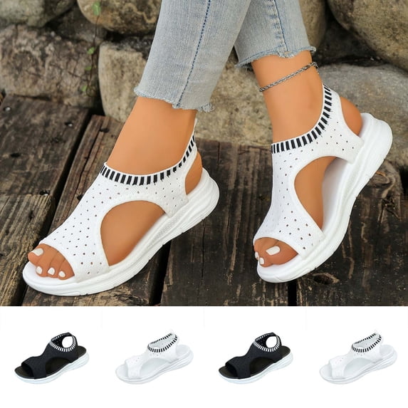 BRGZLK Sandals For Women Casual Versatile Oversized Solid Color Breathable Mesh 2026 Summer Orthopedic Walking Fashion Comfortable Open-Toe Athletic Shoes with Arch Support