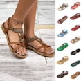 thumbnail image 1 of BRGZLK Sandals Women Versatile Plus Size Shoes Summer Flats Bohemian Rhinestone Slip On Open Toe Sandals Dressy Comfortable Elastic Ankle Strap Casual Slingback Beach Vacation Walking Sandal, 1 of 7