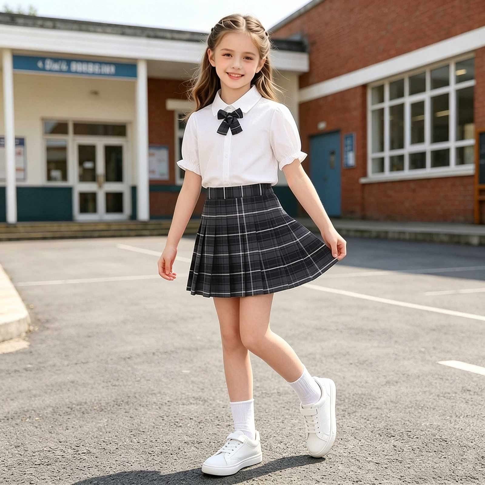 BRGZLK School Uniform For Girls Short Sleeve Puff Sleeve Turn Down brgzlk-school-uniform-for-girls-short-sleeve-puff-sleeve-turn-down