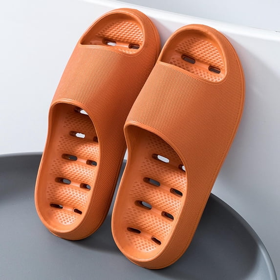 BRGZLK Shower Shoes for Women Solid Color Hollow Out Quick Drying Slide Sandals Soft Casual Versatile Cushioned Anti-Slip Comfort Bathroom Shower Slippers Orange 5.5-6.5