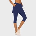 thumbnail image 1 of BRGZLK Skirted Leggings for Women Summer Solid Color Slim Fit Fashion Gym Yoga Capri Pants with Skirts with Pockets Navy M, 1 of 5