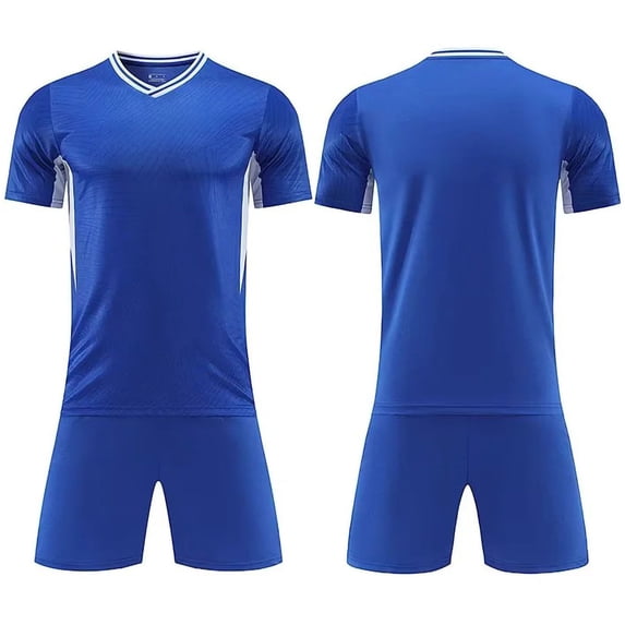 BRGZLK Soccer Jersey Set for Boys Summer Training Football Uniforms Mesh Quick Dry Short Sleeve Tops and Shorts Sets Blue 2-3Y
