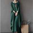 thumbnail image 1 of BRGZLK Spring Dresses for Women 2026 Summer Casual Loose Lightweight Breathable Comfortable Round Neck Solid Color Long Sleeve Linen Long Maxi Dresses/Caftan Green 3XL, 1 of 3
