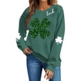 thumbnail image 1 of BRGZLK St.Patrick's Day Sweatshirts for Women Round Neck Print Sweatshirt Long Sleeve Funny Irish Shamrock Graphic Pullover Top Holiday Clothes Green XS, 1 of 6