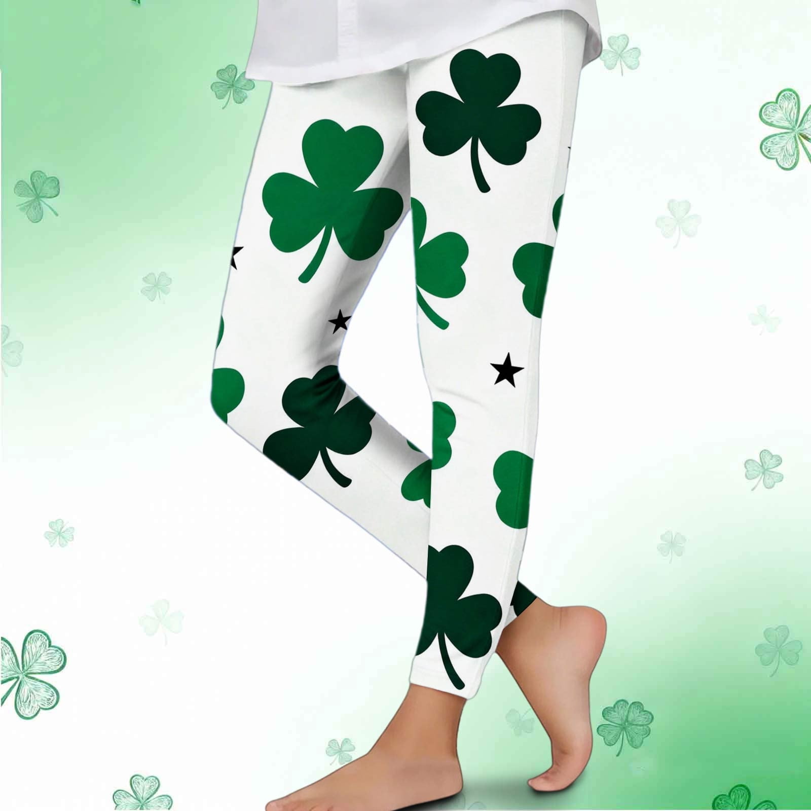 BRGZLK St. Patrick's Day Yoga Pants for Girls Shamrock Print Base Layer ...