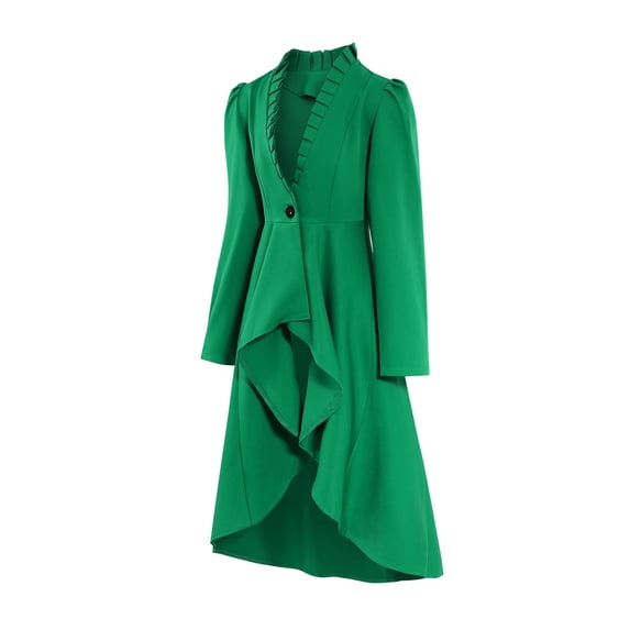 BRGZLK Steampunk Gothic Jackets for Women Medieval Halloween Solid Color Lace Trim Punk Long Jacket Cape Top Loose Long Sleeve Renaissance Costume Pirate Coat Green XL