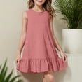 thumbnail image 1 of BRGZLK Summer Dresses for Kids,Girls Trendy Solid Color Sleeveless Round Neck Swing A-Line Mini Dress Pink 14-15 Years, 1 of 7