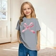 thumbnail image 1 of BRGZLK Summer Girls T Shirts Fashion Lovely Bow Graphic Print T Shirt Casual Round Neck Short Sleeve Trendy Oversized Preppy Cute Clothes for Teens Girls Gray 7-8 Years, 1 of 6