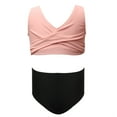 thumbnail image 1 of BRGZLK Summer Kids Girls Bikini Sets Fashion Solid Color Ruched V Neck Twist Front Camisole High Waisted Tummy Control Swimsuit 2 Piece Bathing Suit Pink 5-6 Years, 1 of 4