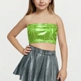 thumbnail image 1 of BRGZLK Summer Saving! Sleeveless Top for Kids Children's Performance Costume Sequined Sleeveless T-Shirt With Exposed Waist and Navel Round Neck Elastic Strapless Green 7-8 Years, 1 of 3