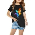 thumbnail image 1 of BRGZLK Summer T Shirts for Girls Fashion Loose Fit Watercolor Butterflies Print Casual Crew Neck Short Sleeve Cotton Top for Kids Black 7-8 Years, 1 of 5