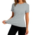 thumbnail image 1 of BRGZLK Sun Protection Shirt for Womens Short Sleeve Quick Dry Workout Tops Slim Fit Elasticity Athletic UPF 50+ Shirts Gym Hiking Running Yoga Clothes Gray XL, 1 of 6