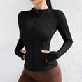 thumbnail image 1 of BRGZLK Sun Protection Shirts for WomenSummer Novel Trendy Long Sleeve Slim Full Zip Soft Breathable Athletic Jacket with Pockets Womens Yoga Running Clothing Black M, 1 of 7