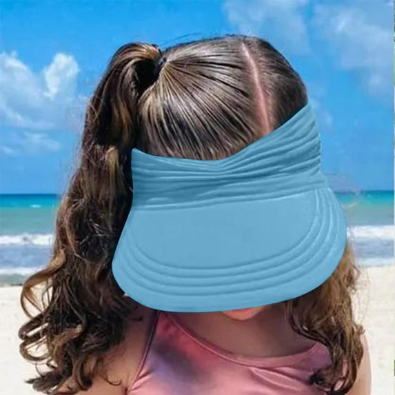 BRGZLK Sun Visor Hats for Kids Summer Solid Color Open-Top Hat Sunscreen Breathable Hat Visor for Running Outdoors Beach Hat for 3-7 Years Sky Blue Free Size