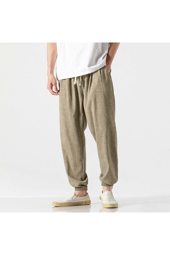 Sweatpants For Men Casual Fashion Drawstring Elastic Waist Feet Pants Solid Color Double Pocket Elastic Strap Apered Joggers