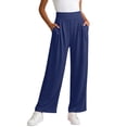 thumbnail image 1 of BRGZLK Sweatpants for Womens Casual Trendy High Waist Loose Comfy Solid Color Wide Leg Joggers Flowy Pants With Pockets Navy S, 1 of 5