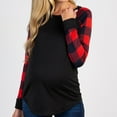 thumbnail image 1 of BRGZLK Sweatshirt Tops for Maternity Round Neck Long Sleeve Lightweight Breathable Casual Trendy Plaid Patchwork Color Block Pullover Top for Daily Wear Red XXL, 1 of 5