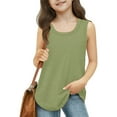 thumbnail image 1 of BRGZLK Tank Top for Toddler Girls Summer Fashion Solid Color Tunic Top Cute Round Neck Sleeveless Singlet Green 3-4 Years, 1 of 8