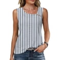 thumbnail image 1 of BRGZLK Tank Tops For Women Irregular Neck Fashion Striped Solid Color Casual Summer Sleeveless Loose Fit Dressy Work T-Shirt, 1 of 6