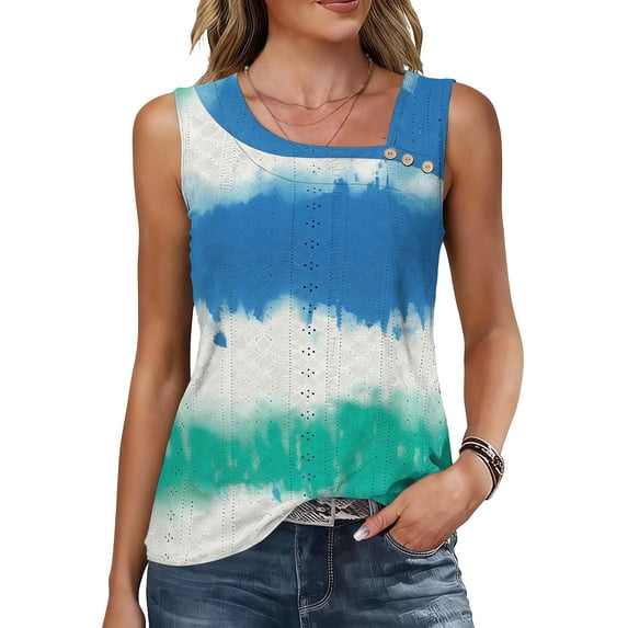 BRGZLK Tank Tops For Women Irregular Neck Fashion Striped Solid Color Casual Summer Sleeveless Loose Fit Dressy Work T-Shirt