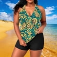 thumbnail image 1 of BRGZLK Tankini Swimsuits For Women Criss Cross Back V Neck Adjustable Straps Two Piece Bathing Suits with Bikini Bottom, 1 of 7