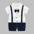 thumbnail image 1 of BRGZLK Toddler Baby Cotton Romper Newborn Summer Funny Printed Full Moon Ceremony Boys Lightweight Comfy Short Sleeve Round Neck Jumpsuit Navy 3-6 Months, 1 of 3