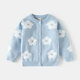 thumbnail image 1 of BRGZLK Toddler Baby Cute Cardigan Girls Fall Winter Cute Flower Print Long Sleeved Casual Comfortable Knitted Sweater Jacket Blue 5-6 Years, 1 of 8