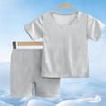 thumbnail image 1 of BRGZLK Toddler Baby Girl Sets Summer Solid Color Clothes Ribbed Knit Cute Short Sleeves Lightweight Loungewear Comfortable 2 Pieces Set Gray 13-14 Years, 1 of 5