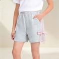 thumbnail image 1 of BRGZLK Toddler Baby Girl Summer Shorts Color Block High Waist Soft Comfortable Bow Going Out Casual Sport Shorts for Daily Gray 4-5 Years, 1 of 5