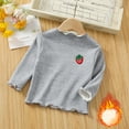 thumbnail image 1 of BRGZLK Toddler Baby Long Sleeve T-Shirt Girls Cute Solid Color Lettuce Trim Ribbed Blouse Loose Casual High Neck Velvet Thermal Base Layer Shirt Gray 2-3 Years, 1 of 3