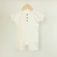 thumbnail image 1 of BRGZLK Toddler Boy Girl Knit Romper Summer 2026 Solid Color Ribbed Short Sleeve Bodysuit One Piece Outfits Soft Comfy Breathable Jumpsuits Short Crawling Suit White 6-9 Months, 1 of 5