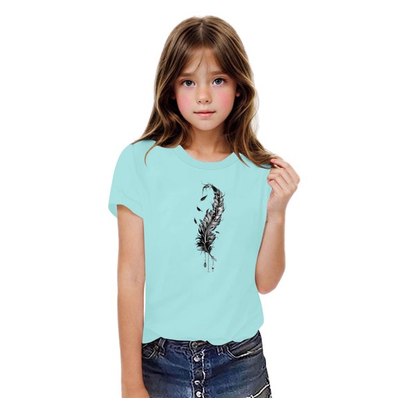 BRGZLK Toddler Boys Girls Graphic Print Tee Round Neck Short Sleeve T-Shirts Summer Cute Trendy Comfy Cotton Tops Blue 7-8 Years