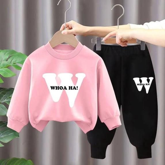 BRGZLK Toddler Boys Sweatsuits Trendy Cute Kids 2 Piece Long Sleeve Crewneck Sweatshirts Jogger Sweatpants Comfort Warm Sets for Fall Winter Casual Daily 2026 Pink 5-6 Years