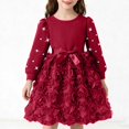 thumbnail image 1 of BRGZLK Toddler Girls Tulle Dress Summer Solid Color Round Neck Long Sleeve Kids Mesh Bow Casual Comfort Dress Birthday Party Princess Causal Tutu Sundress Wine 4-5 Years, 1 of 5