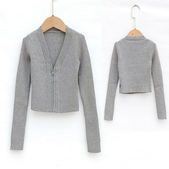 BRGZLK Toddler Kids Half-Zipper Knitted Sweater Cute Solid Color Half-High Neck Long Sleeve Warm Sweater Tops Gray 8-9 Years
