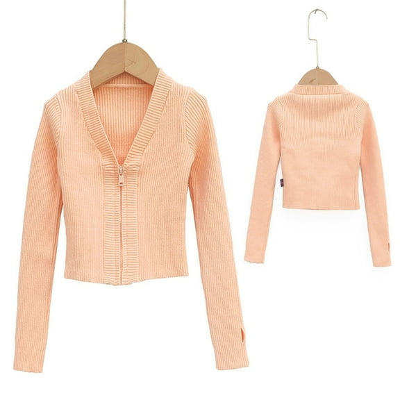 BRGZLK Toddler Kids Half-Zipper Knitted Sweater Cute Solid Color Half-High Neck Long Sleeve Warm Sweater Tops Orange 2-3 Years