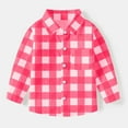 thumbnail image 1 of BRGZLK Toddler Kids Long Sleeve Button-Down Shirt Boys Girls Cute Checkered Print Lapel Casual School Uniform Top with Pocket Hot Pink 7-8 Years, 1 of 6