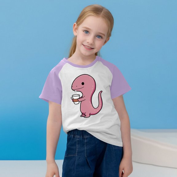 BRGZLK Toddler Kids Short Sleeve Shirts Boys Girls Cute Graphic Tees Summer Beach Round Neck Short Sleeve Top Purple 11-12 Years